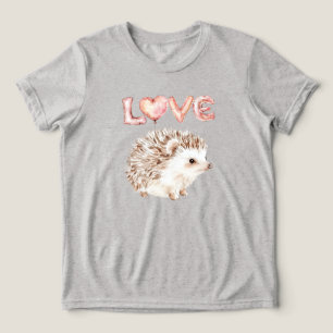Pink Heart Love Balloons Cute Hedgehog Tri-Blend Shirt