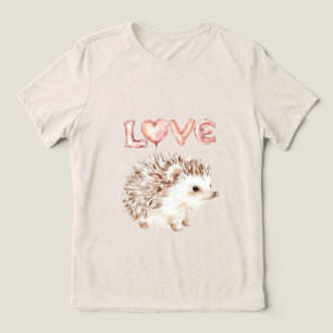 Pink Heart Love Balloons Cute Hedgehog Tri-Blend Shirt