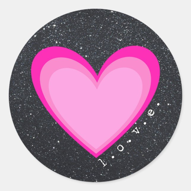 Pink Heart Love Classic Round Sticker (Front)