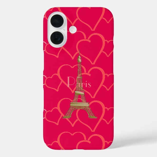  Pink Heart Love Eiffel Tower Paris Case-Mate iPhone Case (Back)