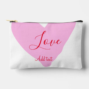Pink heart love happy Valentine's day text red nam Accessory Pouch