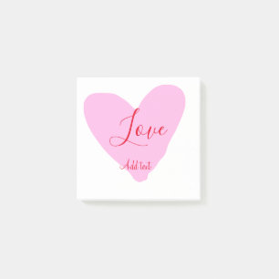 Pink heart love happy Valentine's day text red nam Post-it Notes