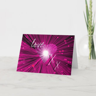 Pink Heart 'love & kisses' greetings card