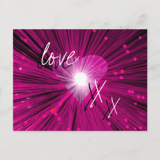 Pink Heart 'love & kisses' postcard