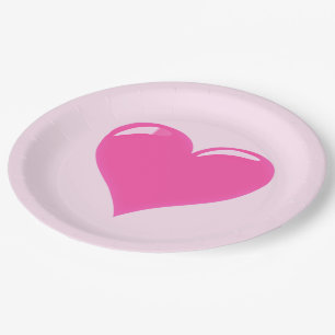 Pink Heart - Love Paper Plate