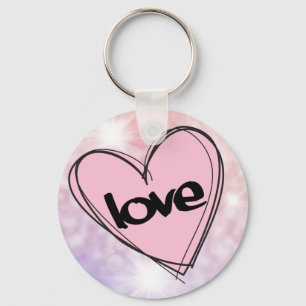 Pink Heart/Love (pink brokeh lights) Key Ring