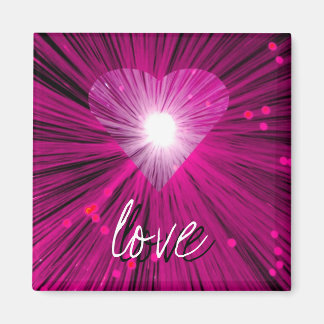 Pink Heart 'love' square fridge magnet