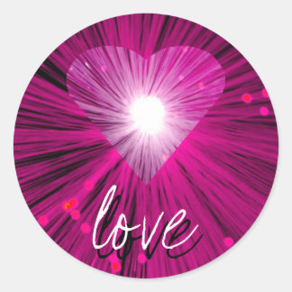 Pink Heart 'love' sticker round