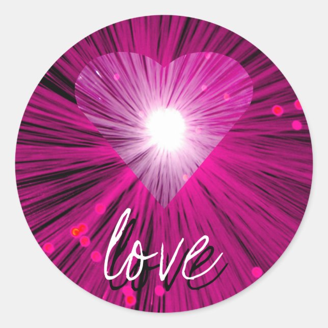 Pink Heart 'love' sticker round (Front)