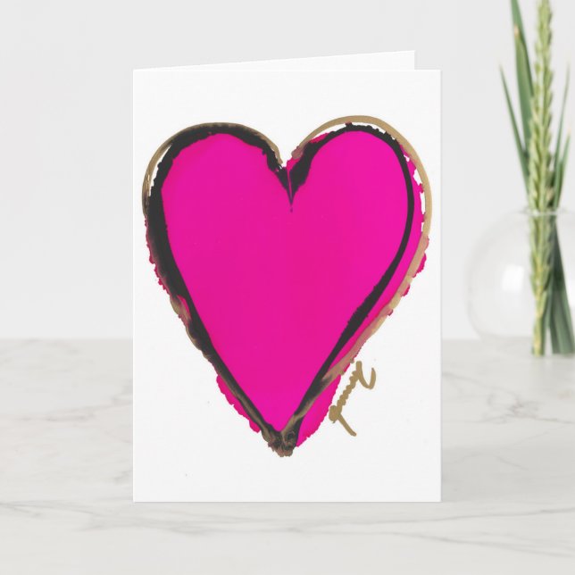 Pink Heart Lovitude Blank Note Card (Front)
