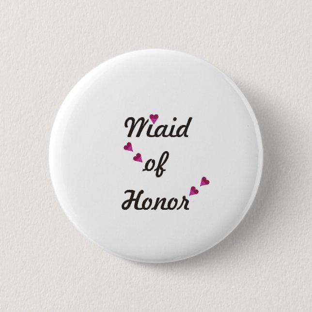 Pink Heart Maid of Honor 6 Cm Round Badge (Front)