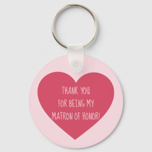 Pink Heart Matron of honour thank you Key Ring