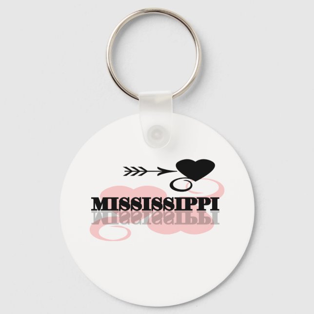 Pink Heart Mississippi Key Ring (Front)