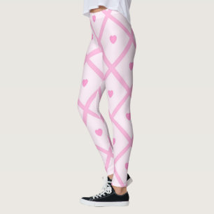 Pink Heart Modern Plaid Collection Leggings