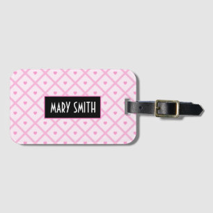 Pink Heart Modern Plaid Collection Luggage Tag