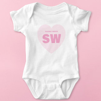 Pink Heart Monogram Newborn White Outfit Custom Baby Bodysuit