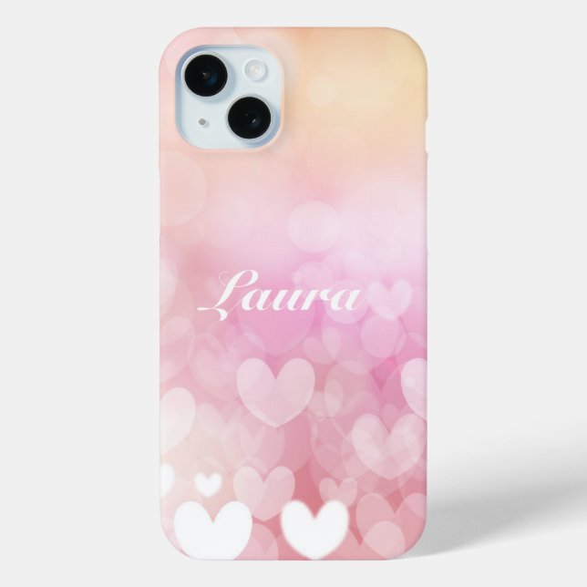 Pink Heart Name Case-Mate iPhone Case (Back)