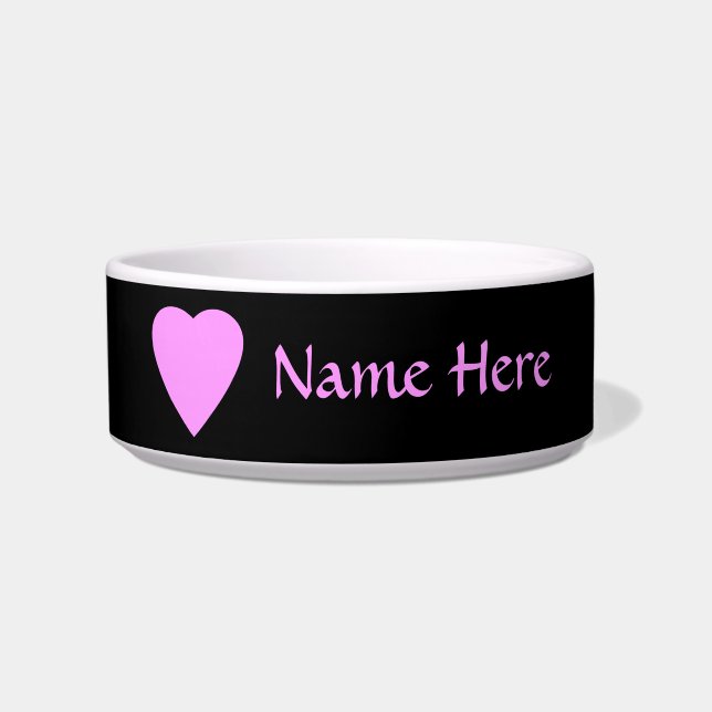 Pink Heart on Black. Bowl (Front)