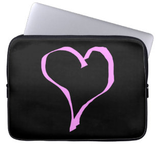 Pink heart on black. laptop sleeve