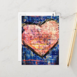 Pink Heart On Blue Mixed Media Collage Postcard