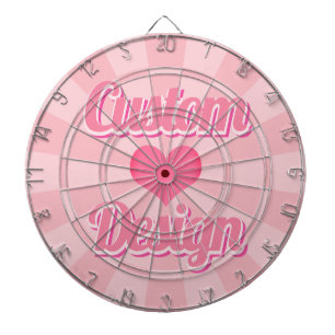 Pink Heart on Pastel Pink Colour with Custom Text Dartboard