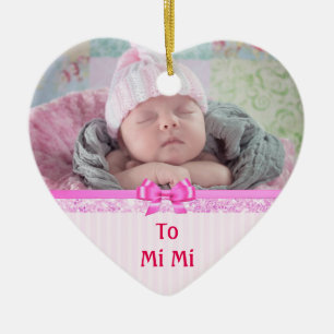 Pink Heart Ornamental Keepsakes for MiMi Ceramic Tree Decoration