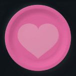 Pink Heart Paper Plate<br><div class="desc">This plate features a shapely large single pink heart centre.  Great for a baby girl baby shower,  baptism,  or first birthday.</div>