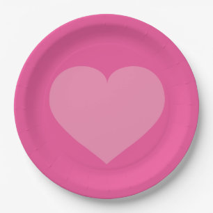 Pink Heart Paper Plate