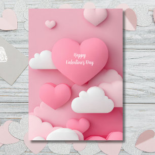 Pink Heart Papercut Valentine`s Day Card 
