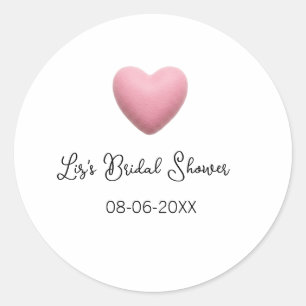 Pink heart pastel retro bridal shower date boho te classic round sticker