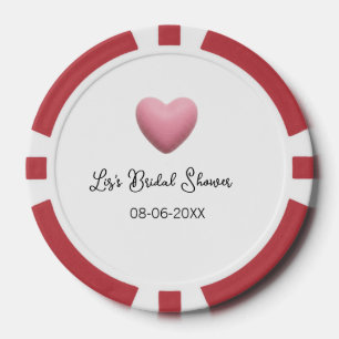 Pink heart pastel retro bridal shower date boho te poker chips