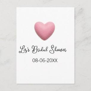 Pink heart pastel retro bridal shower date boho te postcard