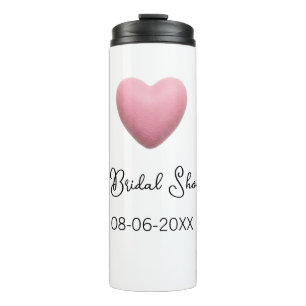 Pink heart pastel retro bridal shower date boho te thermal tumbler