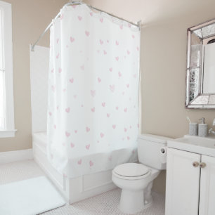 Pink Heart Pattern Girly romantic Shower Curtain