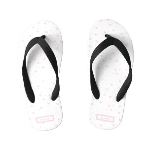 Pink Heart Pattern Girly Romantic Watercolor Kid's Jandals