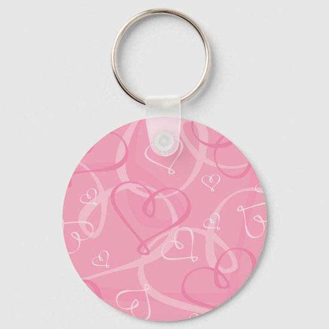 Pink heart pattern key ring (Front)