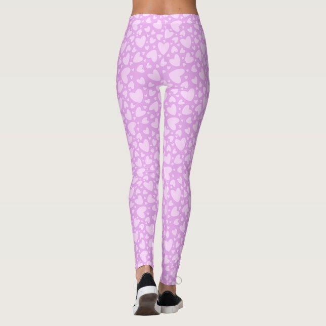 Pink Heart Pattern  Leggings (Back)