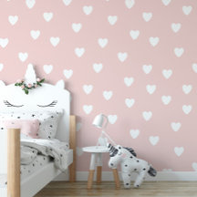 Pink Heart Pattern Nursery Wallpaper