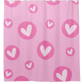 Pink Heart Pattern Shower Curtain