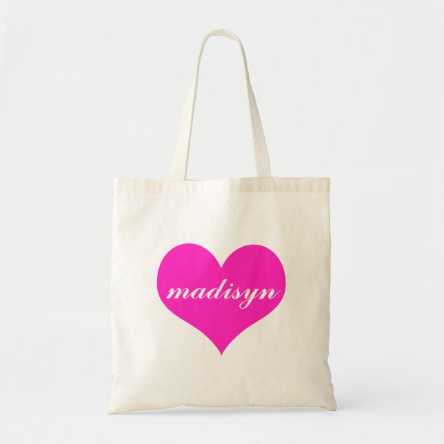 Pink Heart Personalised Budget Tote Bag (Front)