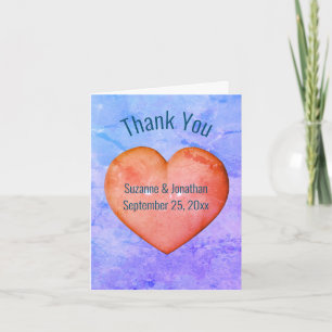 Pink Heart Personalised Wedding  Thank You Card