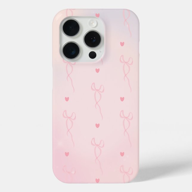 Pink Heart Pink Bow Case-Mate iPhone Case (Back)