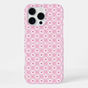 Pink Heart Plaid iPhone 16 Pro Max Case