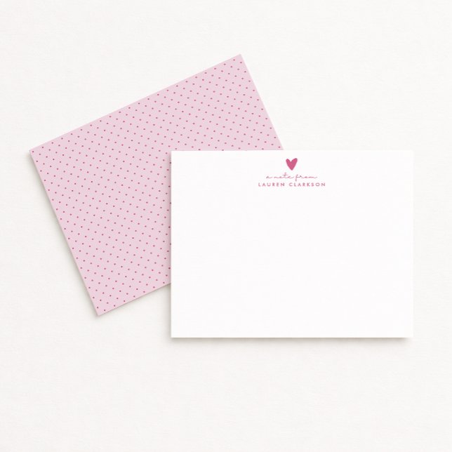 Pink Heart Polka Dot Valentine’s Day Note Card (Creator Uploaded)