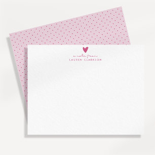 Pink Heart Polka Dot Valentine’s Day Note Card