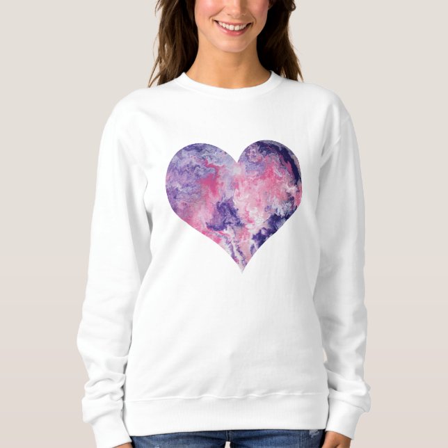 Pink heart print, gift for her- sweatshirt (Front)