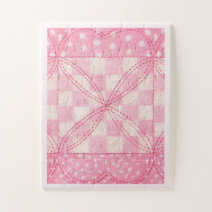 PINK HEART QUILT 11x14 Big Pieces Puzzle / Pink