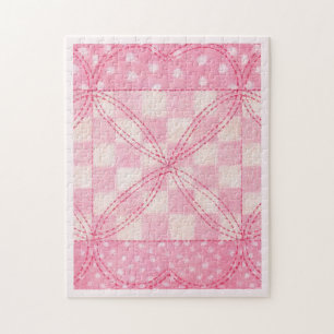 PINK HEART QUILT 11x14 Puzzle / Pink