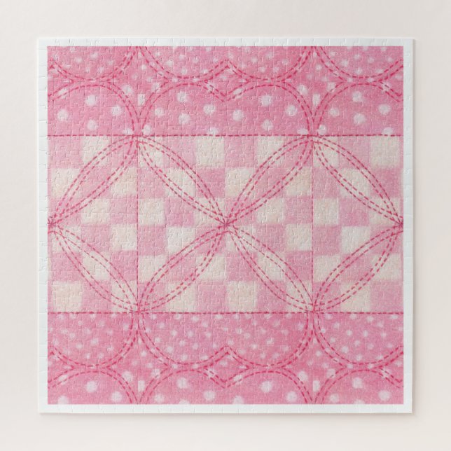 PINK HEART QUILT 20x20 Puzzle  (Vertical)