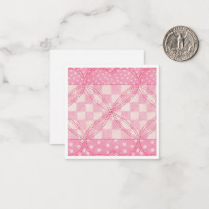 PINK HEART QUILT 2.5" Square Flat Card